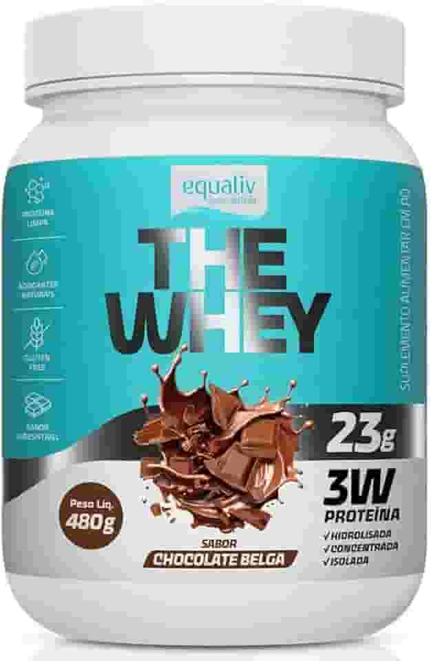 The Whey 3W, Proteína Hidrolisada, Isolada e Concentrada, Sabor Chocolate Belga, 480g -Equaliv
