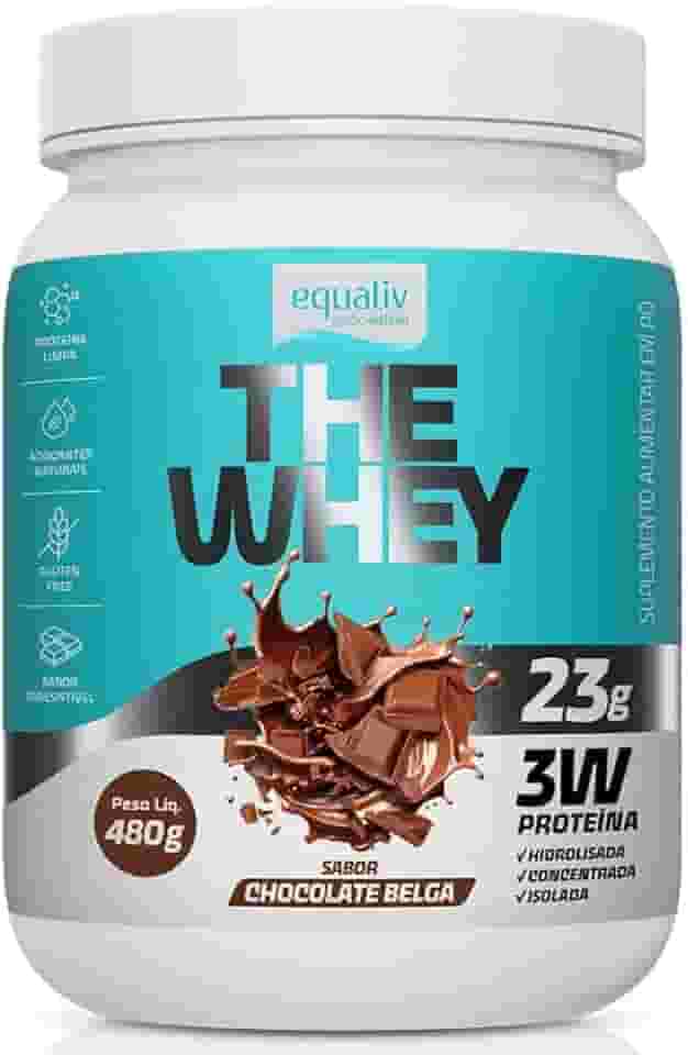 The Whey 3W, Proteína Hidrolisada, Isolada e Concentrada, Sabor Chocolate Belga, 480g -Equaliv