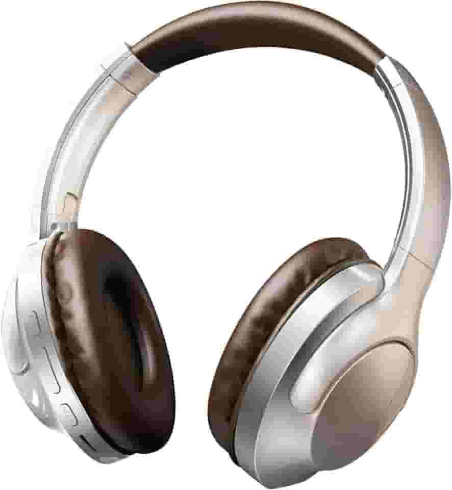 Fone de Ouvido Bluetooth 5.2 Sem Fio Headset, Cancelamento de Ruído 6.0, 10h Bateria, Conforto Premium Design Dobrável Headphone Over-Ear, Conexão Estável, Prata Marrom