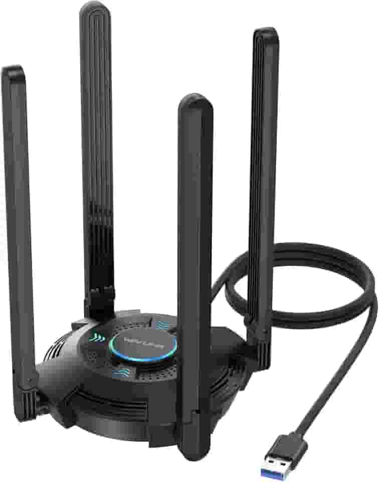 WAVLINK AX5400 Adaptador USB WiFi para PC, adaptador USB WiFi 6 com Tri-Band 6GHz/2402Mbps, 5GHz/2402Mbps, 2,4GHz/573Mbps, 4x5 dBi antenas, OFDMA, WPA3, apenas para Windows 11/10