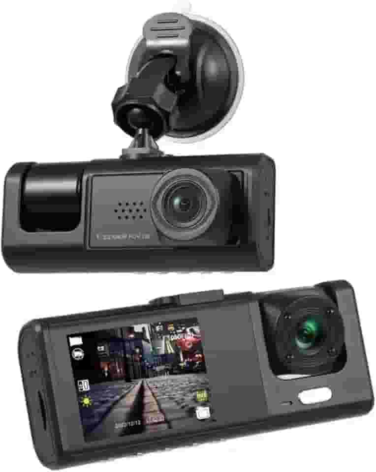 Câmera Veicular 3 Lentes Full HD 1080p com Visão Noturna – Dashcam Frontal, Interna e Traseira, Tela LCD 4” e Detecção de Movimento
