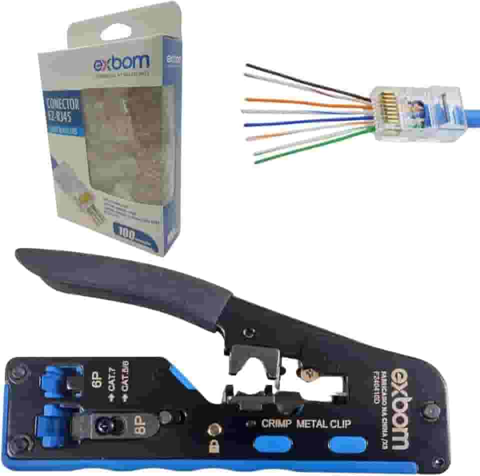 Alicate Crimpar Rj45 + 100 Conector Rj45 Vazado