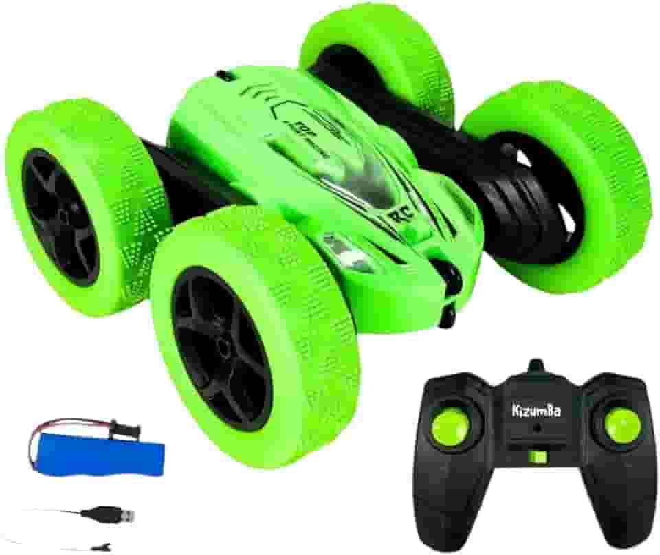 Carrinho De Controle Remoto 4x4 Pirueta Giro 360º Brinquedo Infantil Recarregável Maluco Verde Com Luzes Kizumba (VERDE)