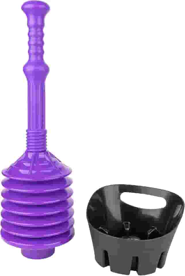 JS Jackson Supplies Desentupidor de sanita sanita de fole roxo com bandeja de armazenamento preta