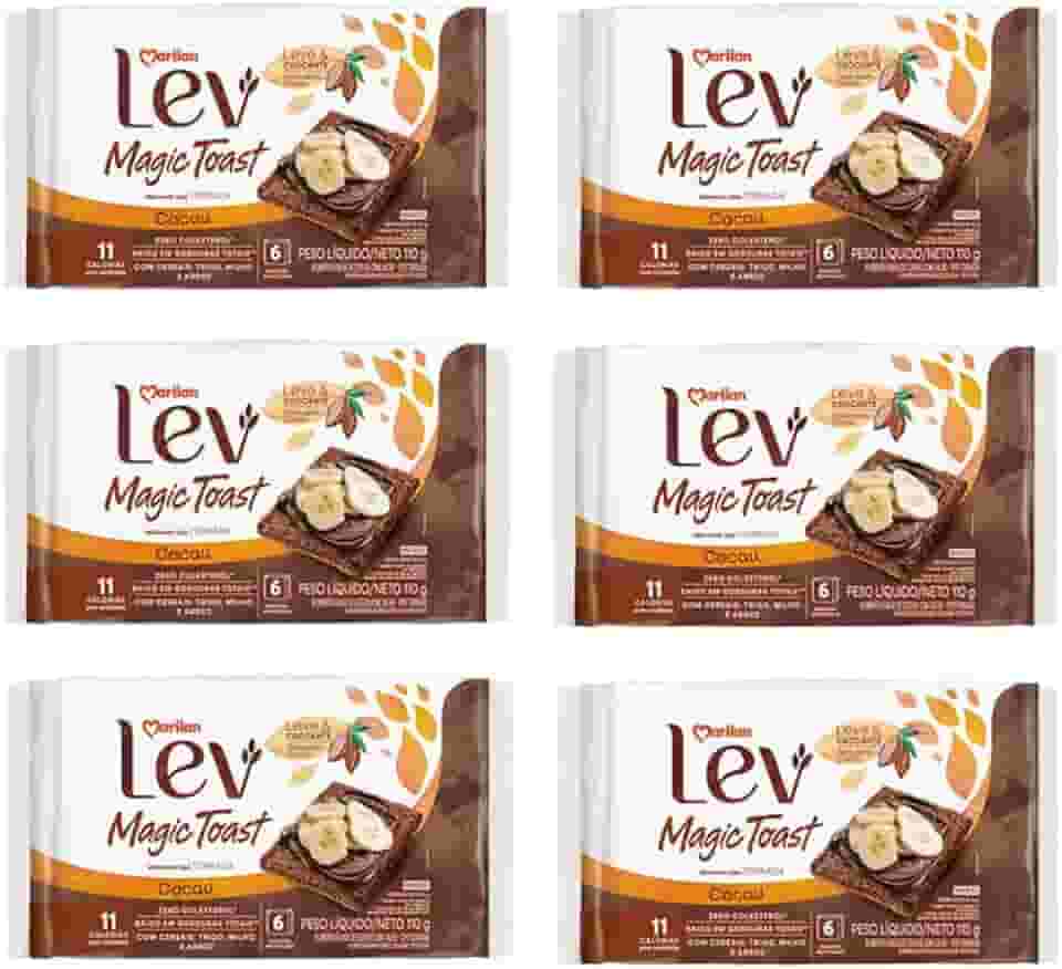 Torrada Lev Magic Toast Cacau e Cereais Marilan 110g Kit 6
