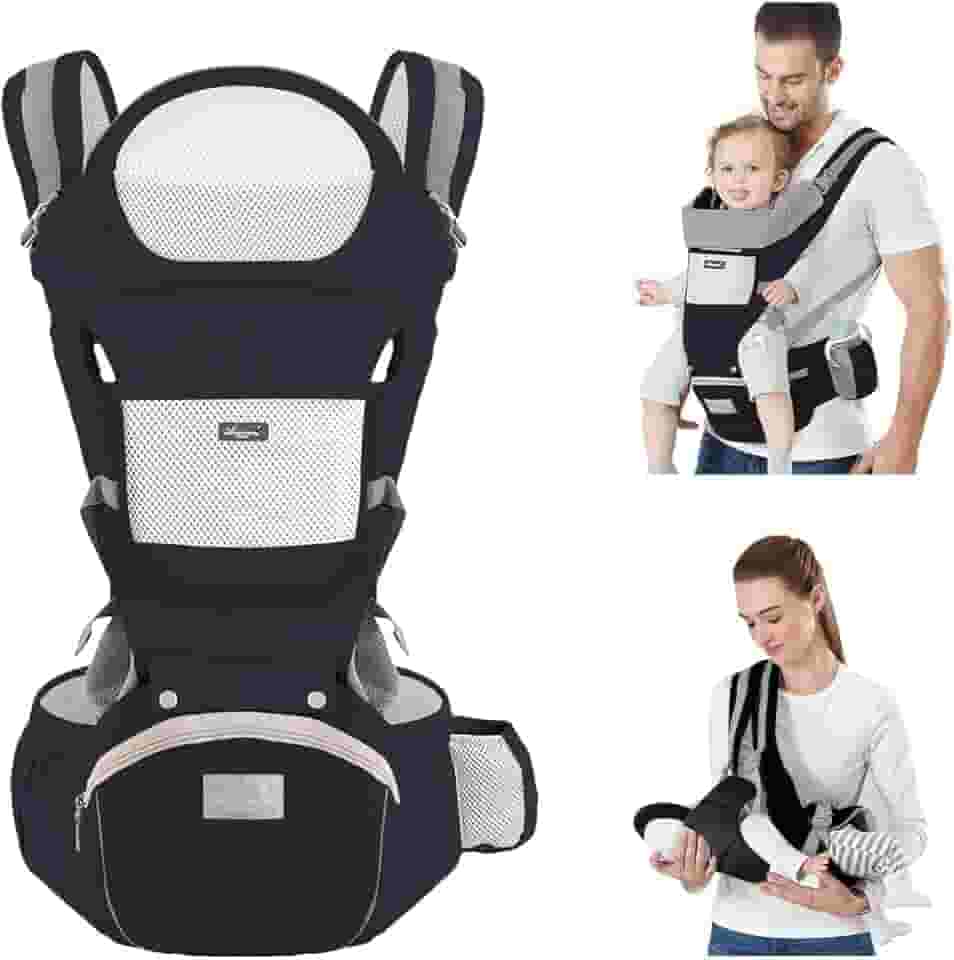 Canguru Para Bebe,Alça De Transporte Multifuncional 6 e 1,Canguru Ergonomico Para Bebe,Adequado Para 0-36 Meses (Preto)