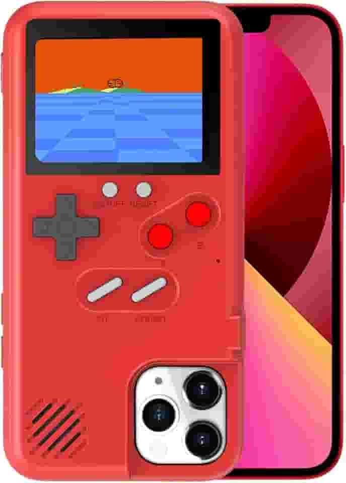 Capa de celular para jogos, 168 pequenos videogames embutidos, vermelha, compatível com iPhone 16