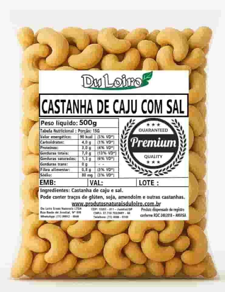 Castanha de Caju Torrada Inteira Com Sal – W1 Premium (500g)