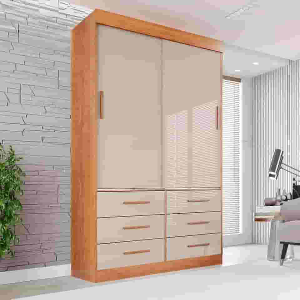 Guarda Roupa Solteiro 2 Portas 6 Gavetas Luana Sallêto Móveis