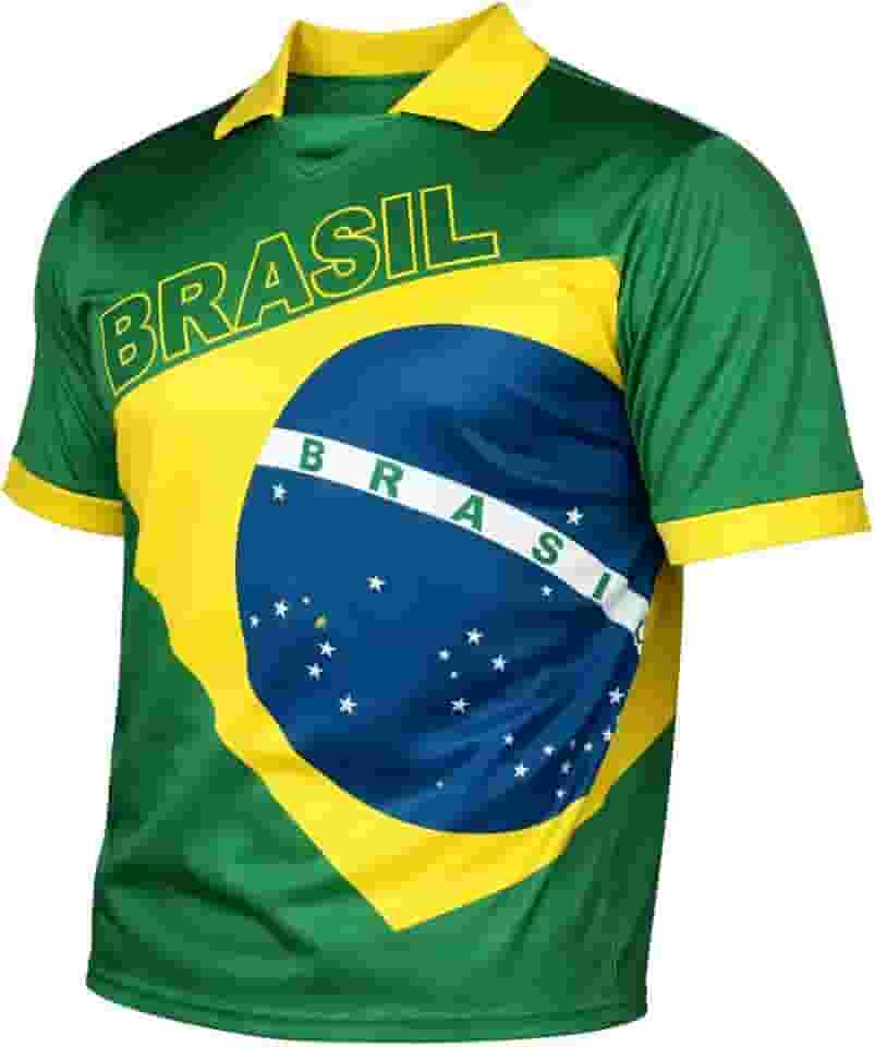 Camisa Polo Bandeira Brasil, Verde, 100% Poliéster, Unissex, Copa do Mundo Futebol, Gola Polo sem Botão, P M G GG