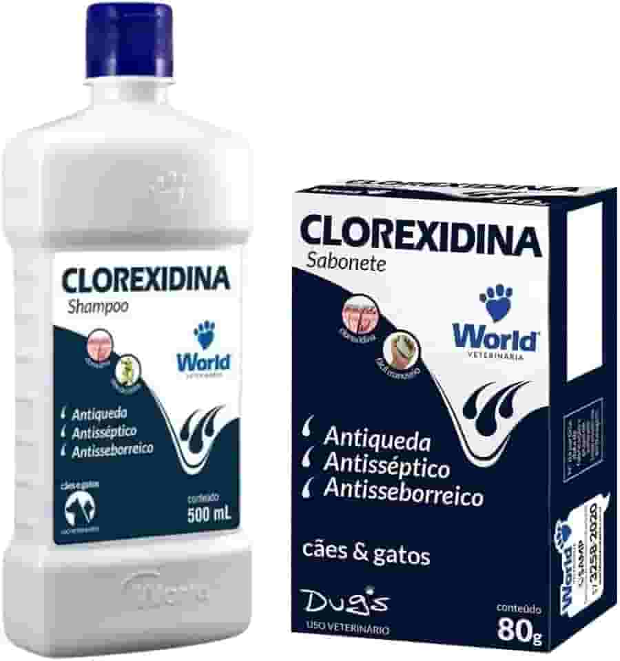 Clorexidina Shampoo e Sabonete Antisséptico para Cães e Gatos, Antiqueda, Antisseborreico