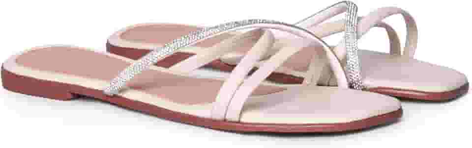 Sandalia Rasteira Rasteirinha Brilho Tiras Strass conforto