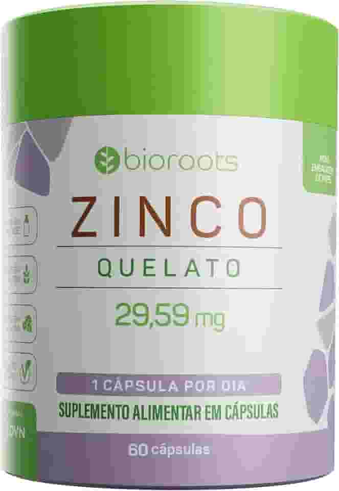 Zinco Quelato 30 mg 60 Cápsulas - Bioroots - Antioxidante e Imunidade