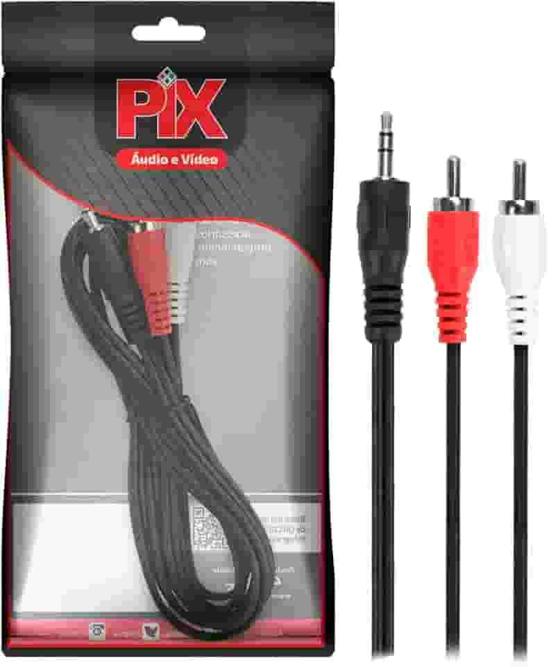 Cabo P2+Rca Niquel - P2 Estereo + 2 Rca Macho - 1.80M