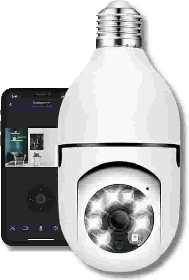 Câmera Lâmpada Câmera Espiã de Segurança WiFi, 1080P Câmera de Base E27 com Visão Noturna Infravermelha intercomunicador bidirecional, Câmera Vigilância com Função de Rastreamento Automático YOOsee