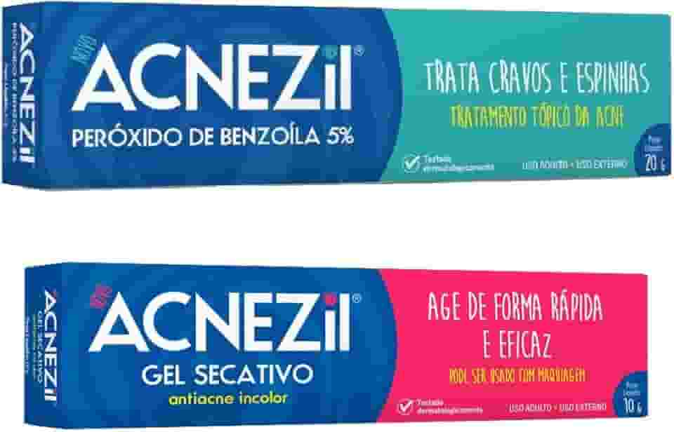 Acnezil 20g e secativo 10g acne espinhas cravos limpa trata previne limpeza de pele…