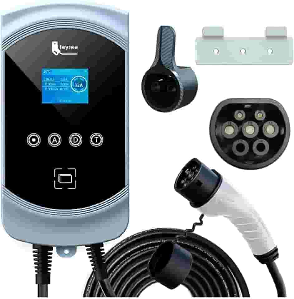 Carregador Portátil para Carro Elétrico, 7,6KW 32A 85-264V Tipo 2, Cabo 5M, Carregamento Interno/Externo, Wi-Fi, Carregador EV Tipo 2 para Carros