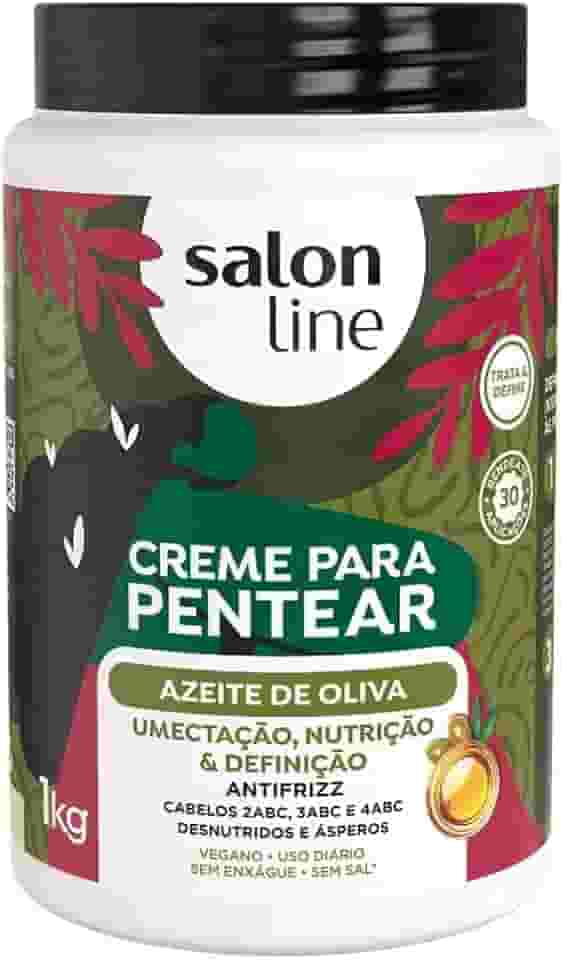 Salon Line, Creme de Pentear, Azeite de Oliva, Vegano - Para Cabelos Ondulados, Cacheados, Crespos e em Transição Capilar, 1 kg