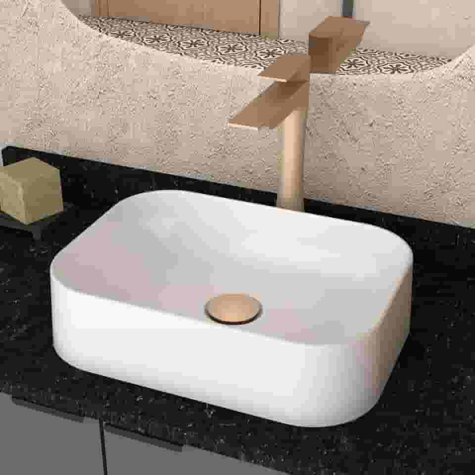 Cuba para Banheiro Luna Branca em Mármore Sintético