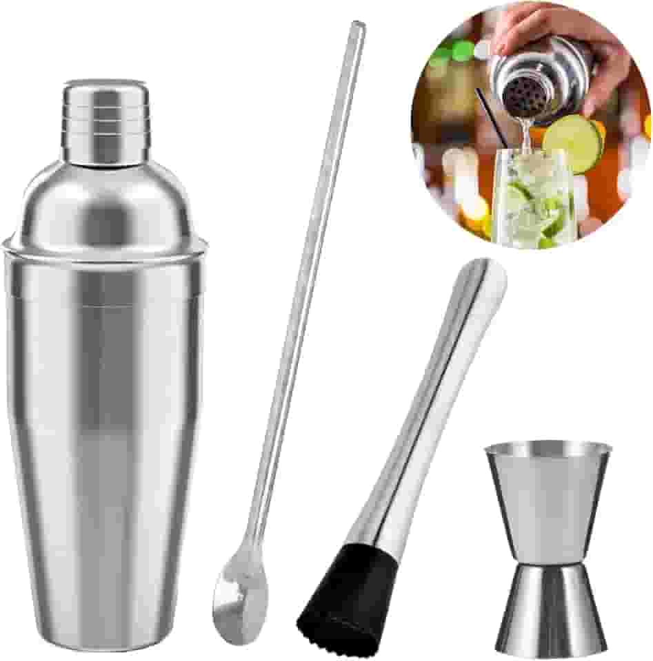 Kit Caipirinha Barman Profissional Coqueteleira Inox 750 ML Combo 4 Peças
