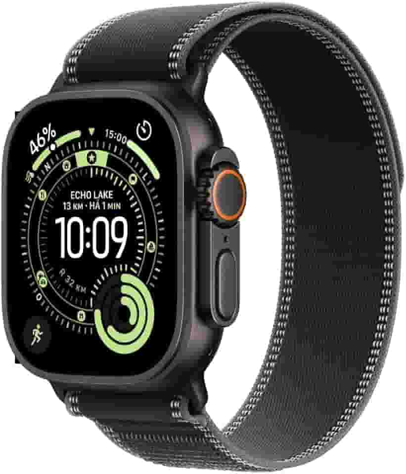 Apple Watch Ultra 3 GPS + Cellular, Caixa em titânio preto de 49 mm com Loop Trail preto/carvão ‑ P/M