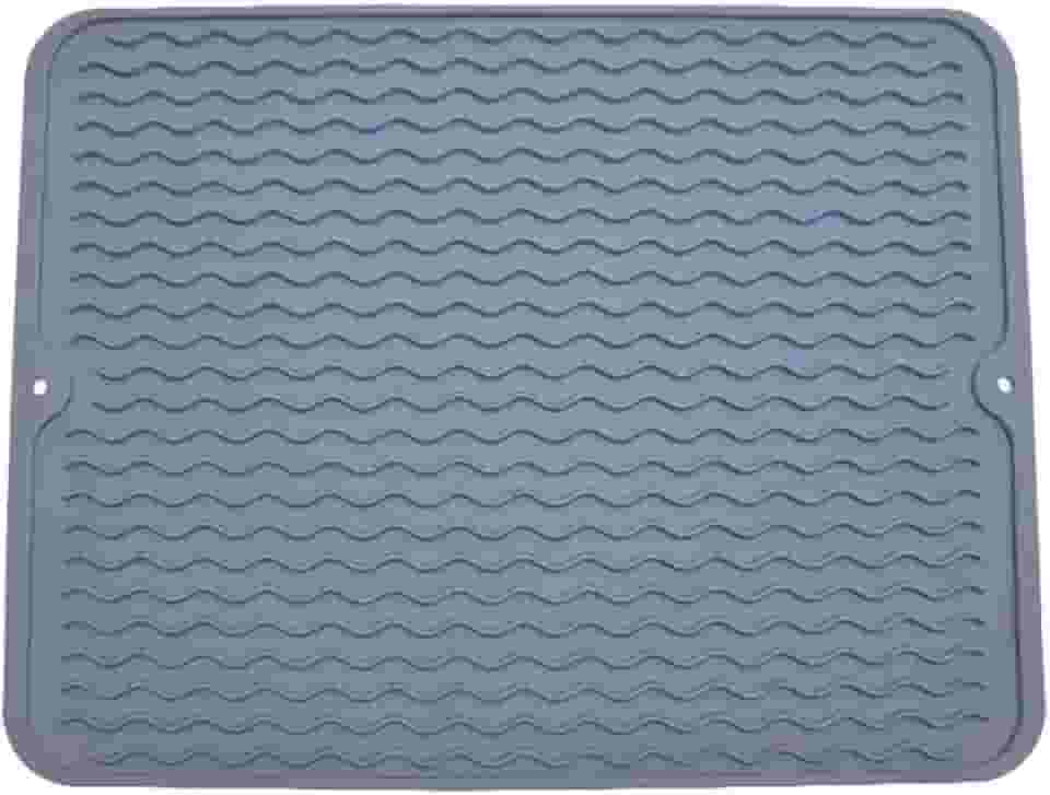 Tapete Escorredor de Louças de Silicone Antiderrapante para Copos e Pratos 40cmX30cm Cinza