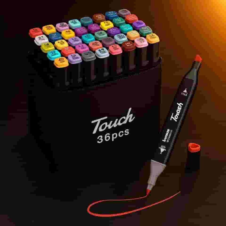 Caneta Marcador Para Colorir Desenho Profissional 24, 36, 48, 60, 80, 100, 120, 168 Cores Conjunto De Canetinhas Pontas Duplas Codificados por Cores Vivas para Desenho (36)