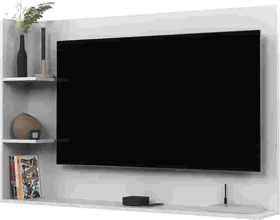 Painel Para TV 50 Polegadas Sala/Quarto Nicho Prateleira Berlim (Branco)