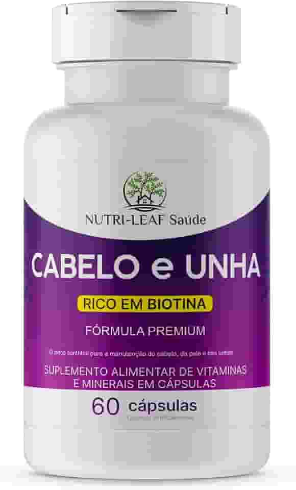 Cabelo e Unha – Com Biotina, Zinco, Colágeno e Nutrientes – Crescimento Capilar, Volume, Queda, Brilho e Pele Saudável – Fórmula Premium de Alta Absorção – NUTRI-LEAF Saúde