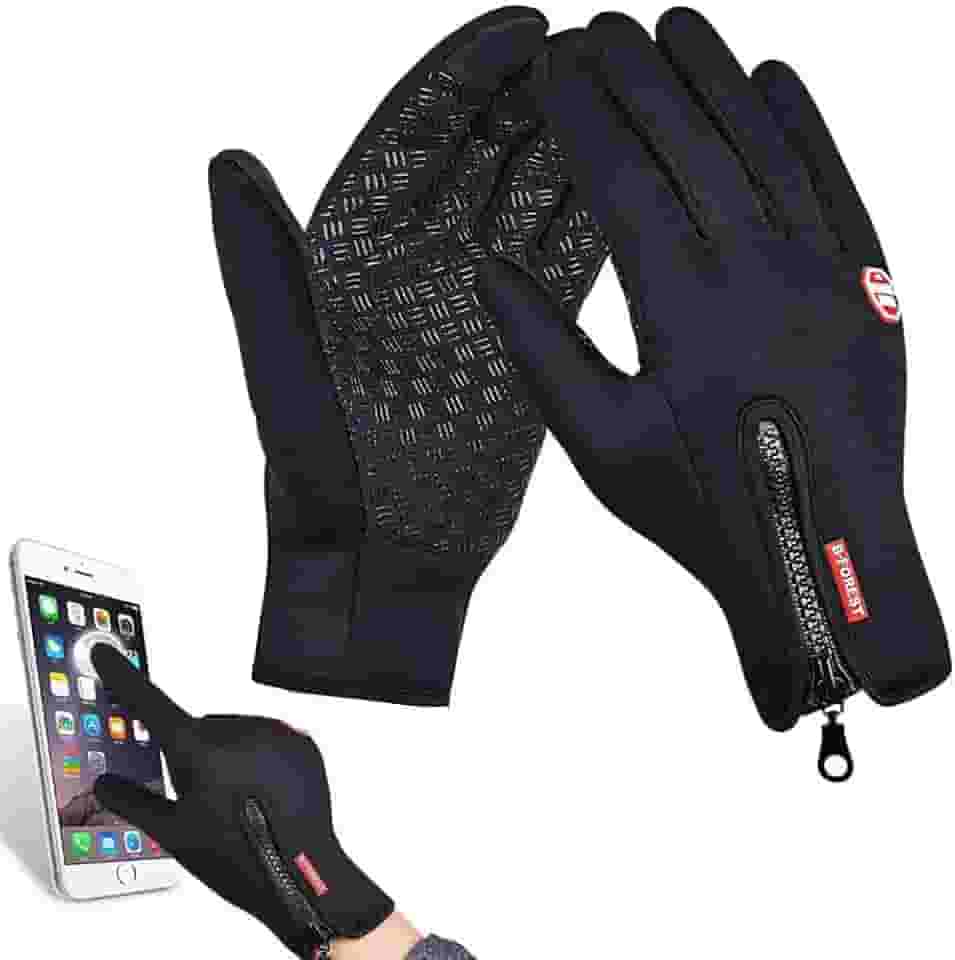Luvas para Motociclista Impermeáveis e Térmicas – Inverno Frio, Toque Touchscreen, Cor Preta, Tamanhos Único, M a GG