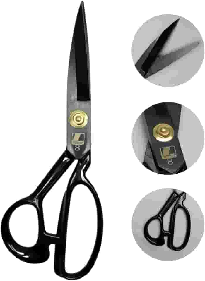 LANMAX Tesoura Alfaiate Costura Reforçada Titanium Profissional 8'' Preta