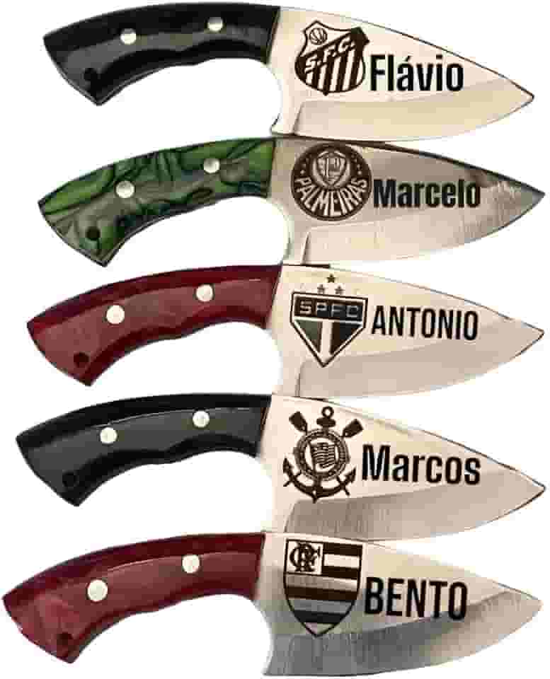 Faca Campeira Inox Personalizada Com Escudo Do Time Seu Nome