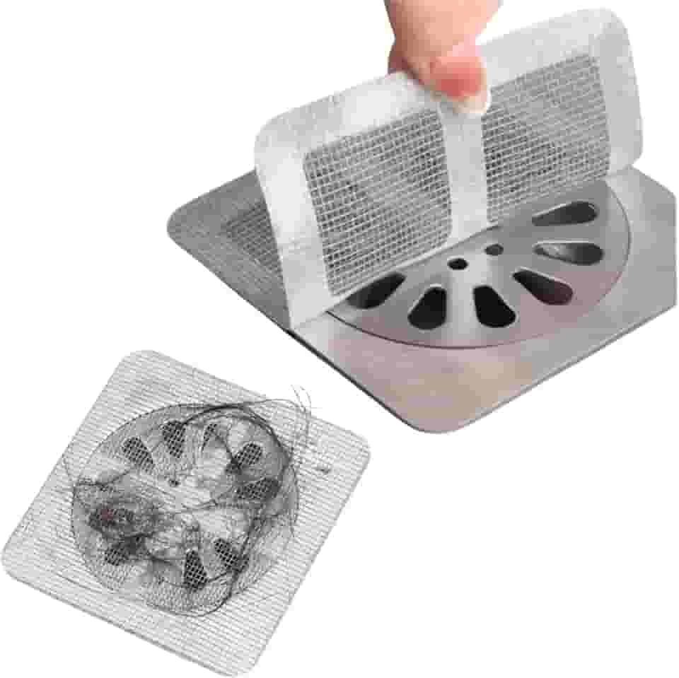 Kit 20 Protetor Para Ralo Tela Filtro Adesivo Anti Insetos Telinha Descartável Coletor de Cabelos Banheiro Quintal Ralos Bloqueador Barata Mosquitos