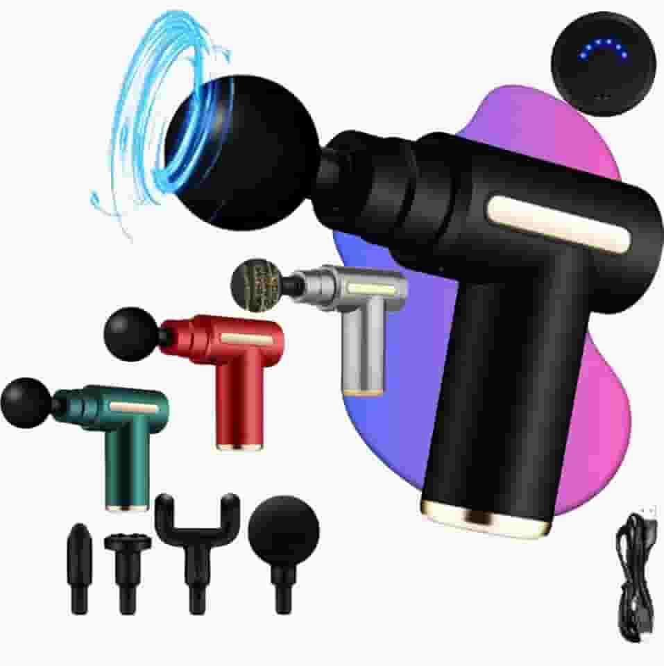 Portátil Profissional Massageador Elétrico Alta Frequência Muscular Pistola Massagem (Cinza)