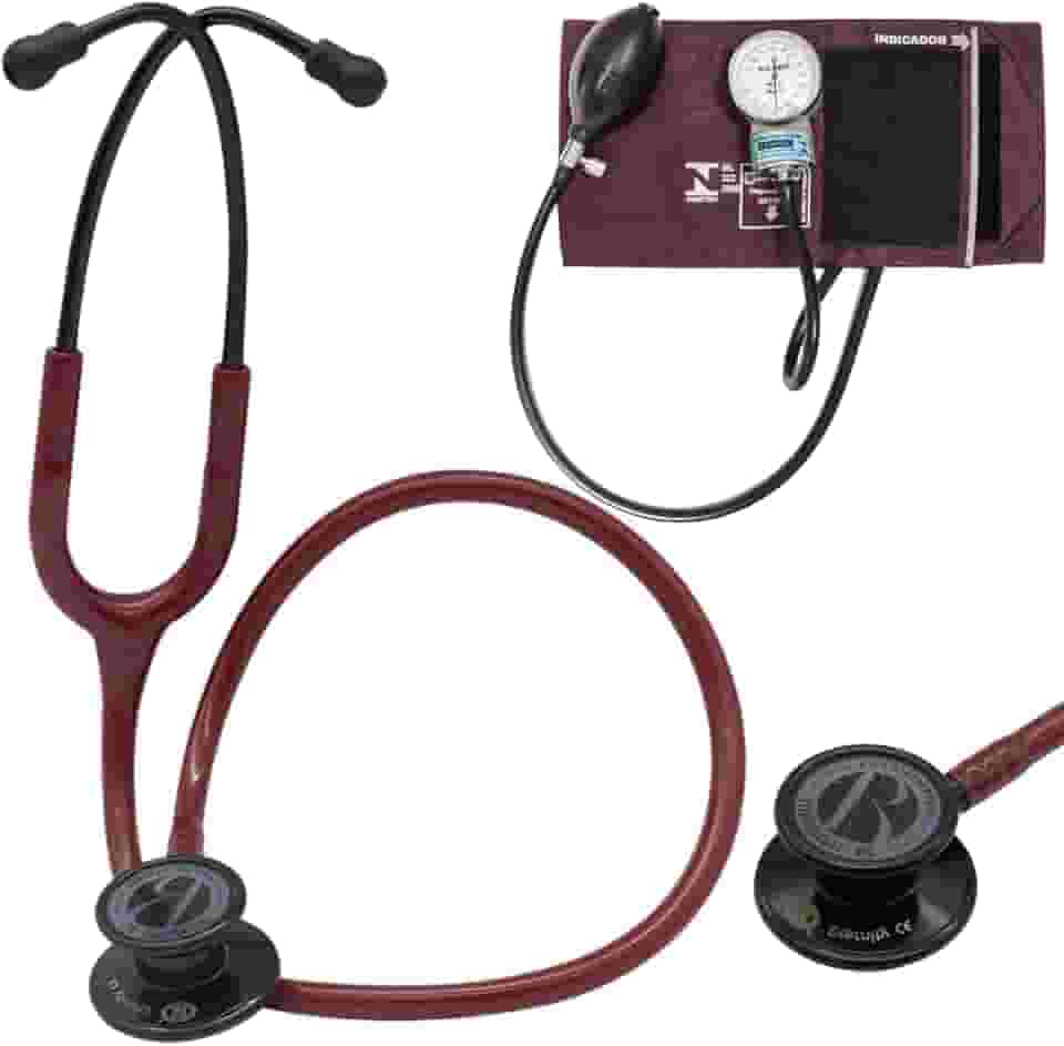 Kit Estetoscópio BIC Eternity + Esfigmomanômetro Pamed Com Bolsa - Enfermagem e Medicina (VINHO BLACK)