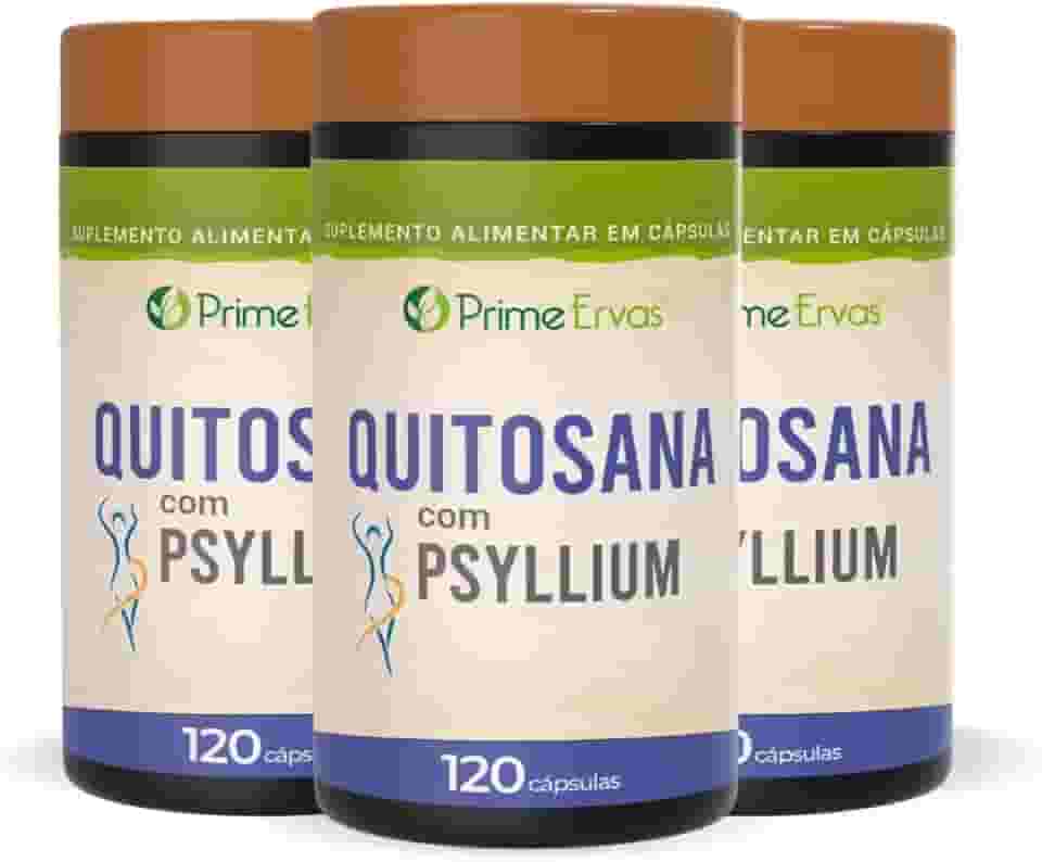 Kit 3x Quitosana com Psyllium 500mg 120 Cápsulas