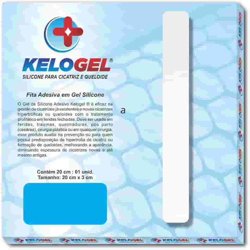 Fita em Gel de Silicone para Cicatriz 20x3cm Redução de Cicatrizes e Prevenção de Queloides Reutilizável e Dermatologicamente Testada KELOGEL