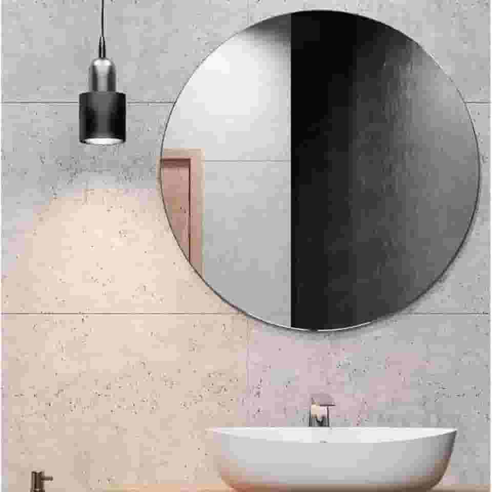 Espelho Redondo Decorativo 30cm Vidro Lapidado Para Banheiro Quarto Sala