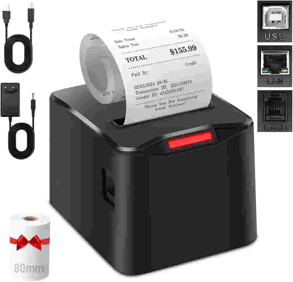 Impressora Termica Portatil, Imprimir Rótulos, Notas, Recibos, Código de barras, Ideal para Restaurantes, Lojas, Fábricas, Supermercados e Escritórios