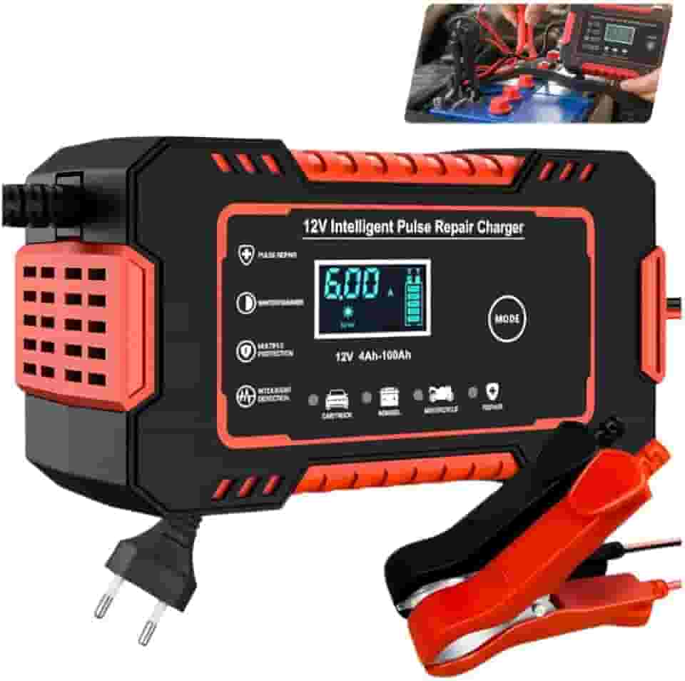 Carregador de Bateria Inteligente 12V Bivolt Para Carro Moto Caminhão – Display Digital LCD com Proteção Contra Curto, Sobrecarga e Superaquecimento | Linha Premium Automotiva