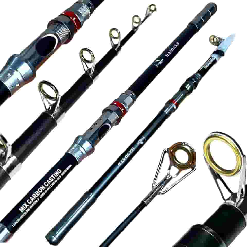 VARA DE PESCA PESCARIA PESADA PRAIA COSTAO TELESCOPICA P/MOLINETE ALTO MAR HASDA 3.0M - 10-35LB - EM CARBONO E ALUMINIO - PEIXE GRANDE - PESQUEIRO - COSTEIRA