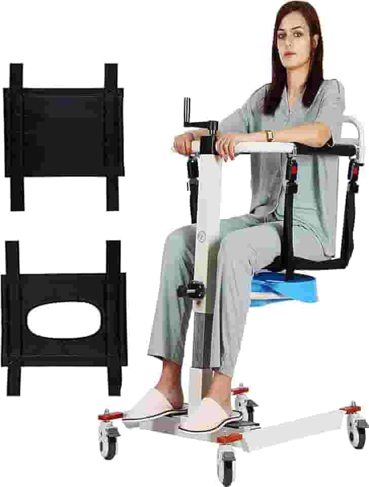 Cadeira de transferência de elevação do paciente, cadeira de rodas portátil de elevação do paciente para casa e carro, deficientes e idosos, altura/largura ajuste, básico com penico