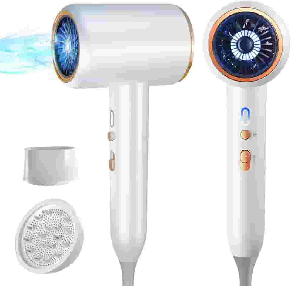 Secador de cabelo para mulheres e homens 1875W portátil iônico secador de cabelo para viagem com bocal difusor pequeno, leve e silencioso, secagem rápida como salão de beleza, sem danos causados pelo