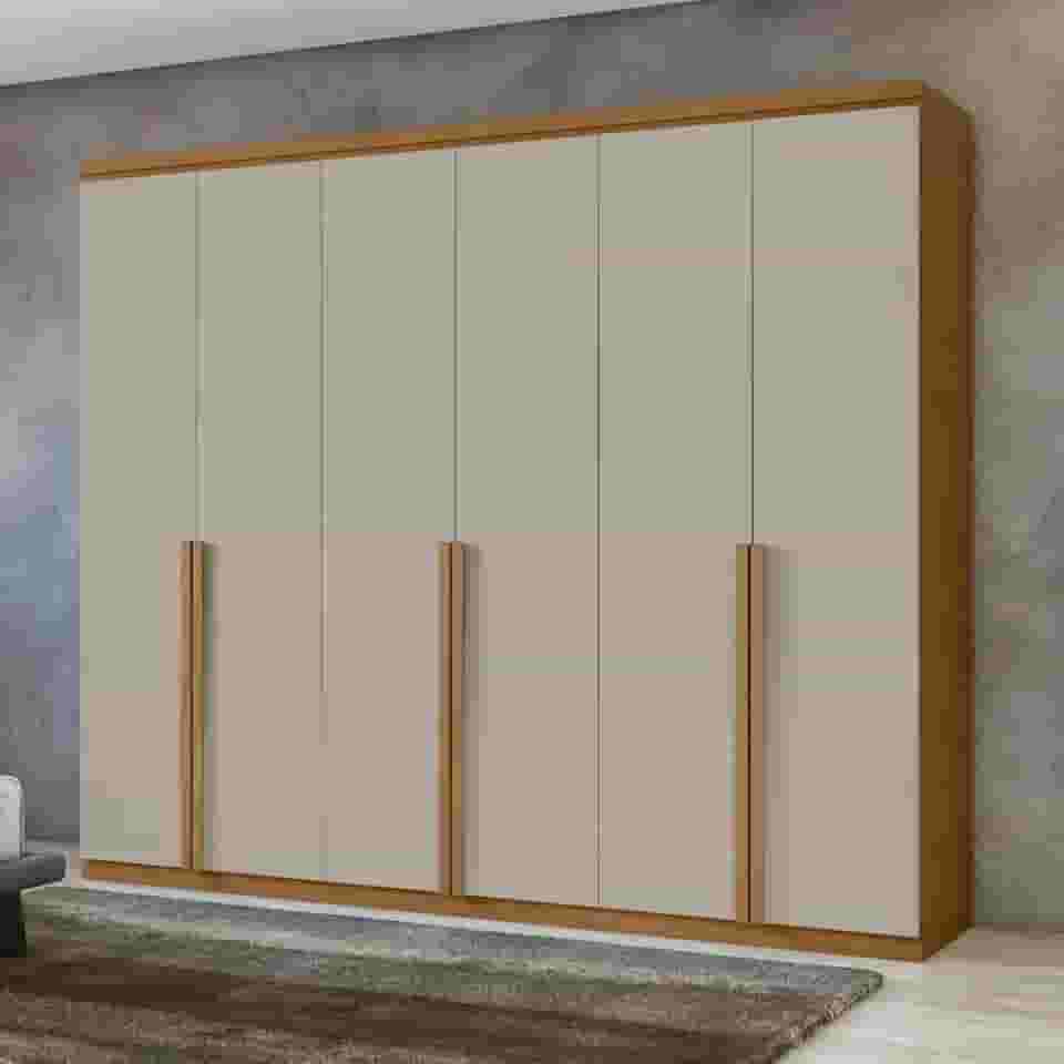 Guarda-roupa 6 Portas 4 Gavetas 100% Mdf Alonzo Amêndoa Clean/off White