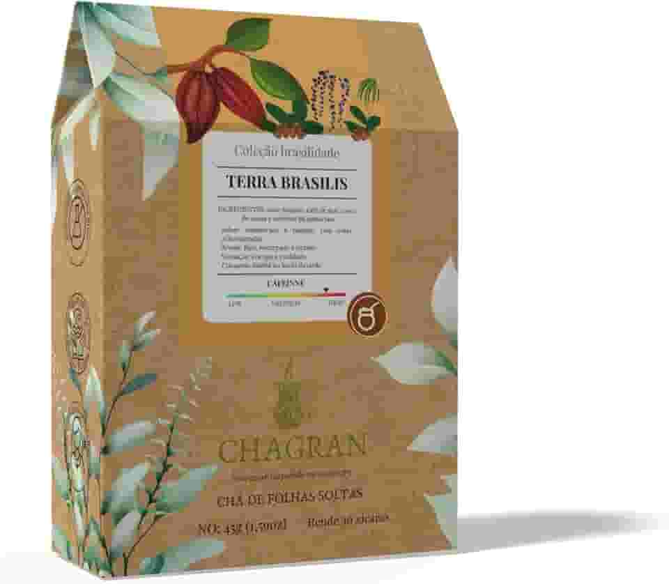 Chá Terra Brasilis 45g, mate tostado, café de açaí, casca de cacau e amburana - revigorante, antioxidante - CHAGRAN - 30 xícaras