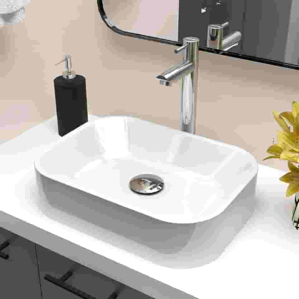 Cuba Pia De Apoio Sobrepor Retangular 36x27 Para Banheiro Lavabo Beltempo BT-2010 (Branca)