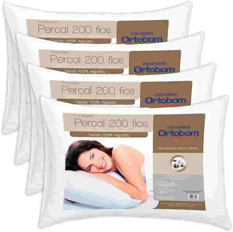 Kit Travesseiro 04 Peças Percal com 200 Fios - Ortobom