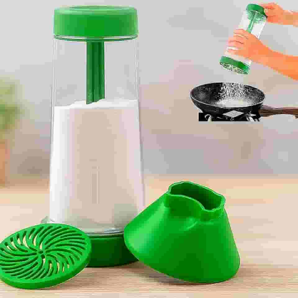 Tapioqueira Manual com Peneira e Polvilhador Integrados Tapiocas Sem Grumos Crepioca Distribuição Uniforme Compacta Ergonômica Fácil de Limpar Desmontável Resistente Cozinha Prática (Verde)