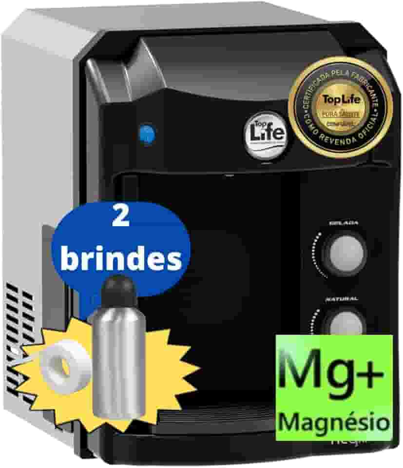 Filtro Purificador Água Gelada e Natural Super Alcalina Ionizada e com Ozônio adição sais minerais e Magnésio Mg+ (110, Preto)