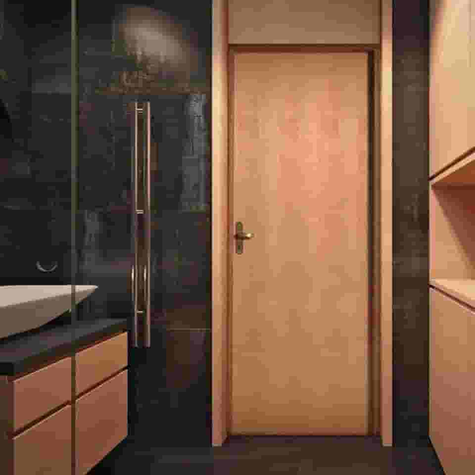 Kit Porta de Madeira 210x82cm Batente 11cm Lisa Padrão Imbuia Uniportas Madeira